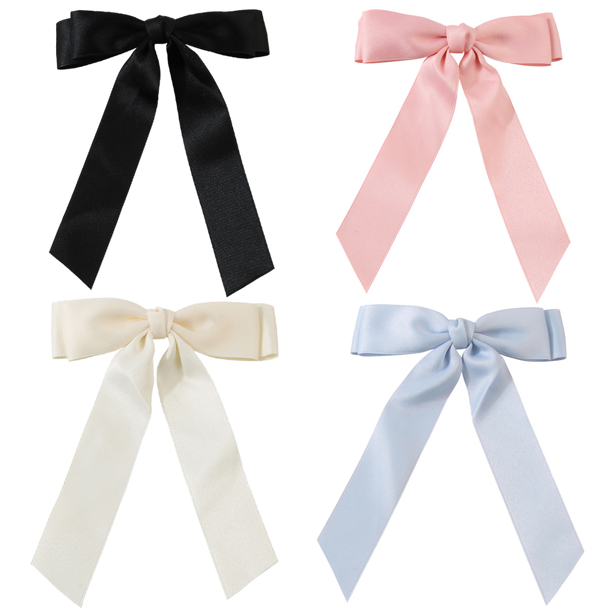 Cross-Border New Arrival Large Ribbon Bowknot Spring Clip Barrettes Women's Korean Style Sweet Hair Accessories Hairpin Headdress