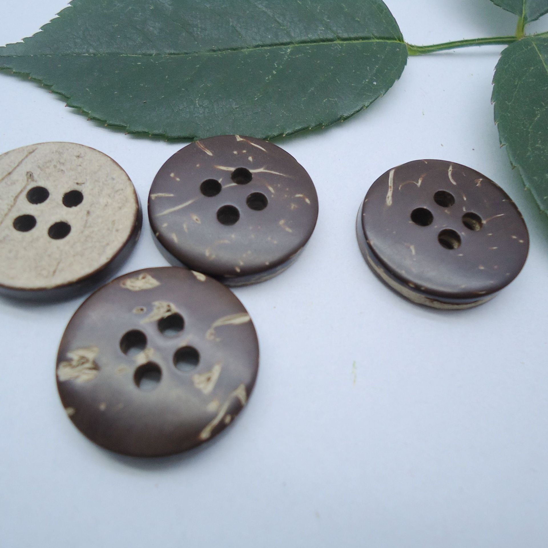 厂家批发椰子扣两眼四眼木纽扣diy定制钮扣现货供应过环保测试