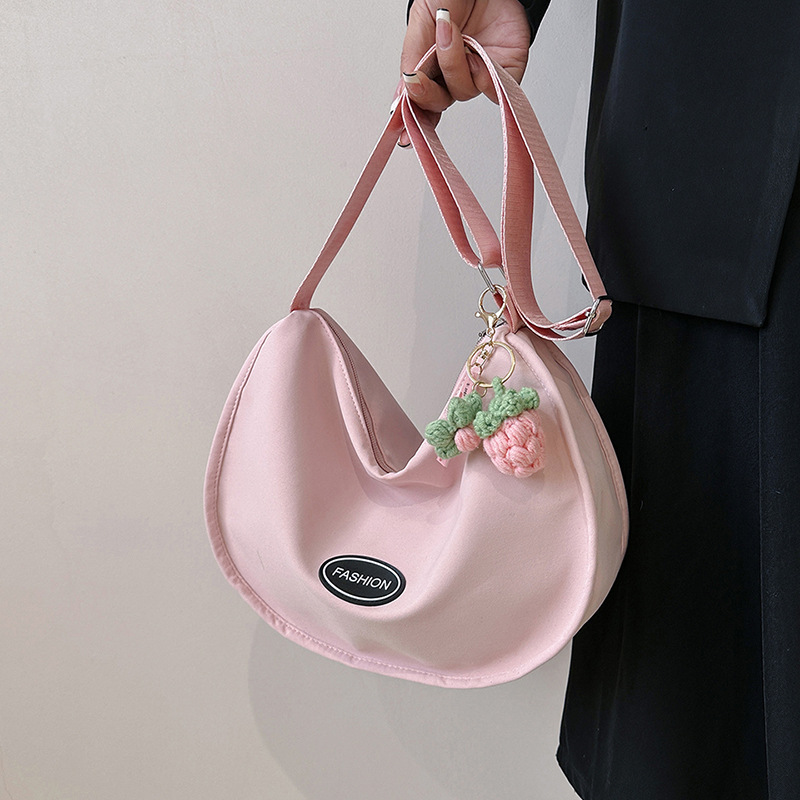 Spring Fresh Canvas Bag Large Capacity Women's Bag 2023 Popular New Fashion Dumpling Bag All-Match Shoulder Messenger Bag