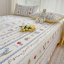 A类全棉单件床盖纯棉床单三件套午睡盖毯榻榻米夹棉炕盖四季通用