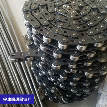304不锈钢大滚珠输送链双节距空心链3分单侧双侧工业传动弯板链条