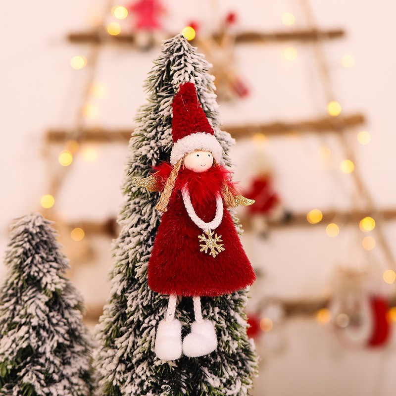 Cross-Border New Arrival Christmas Decorative Small Pendant Cute Creative Plush Doll Feather Angel Christmas Tree Ornaments