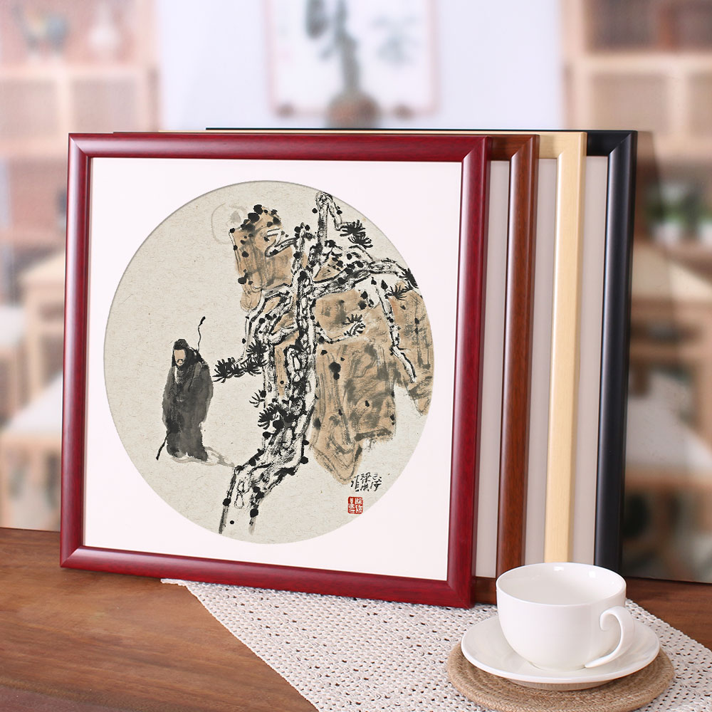 s83v中式实木国画红木画框装裱38字画书法正方形相框50定 制外框