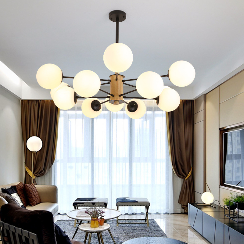 北欧后现代魔豆分子吊灯创意个性简约客厅餐厅卧室多头玻璃圆球灯