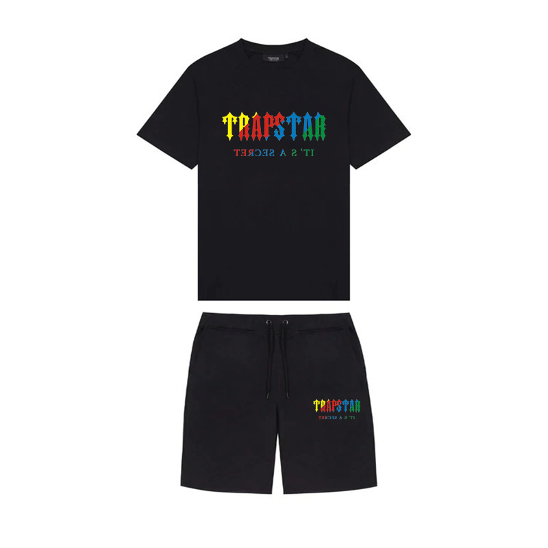 New Fashion Brand Trapstar Letter Printing Casual Sportswear T-shirt Suit Men's and Women's T-shirt + Shorts Two-Piece Suit