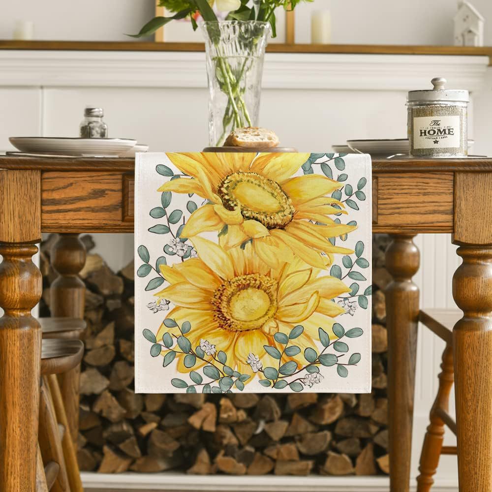 Fresh Spring Plant Flower Leaf Table Runner Spring Atmosphere Decoration Dacron Table Cloth Home Hallway Tablecloth