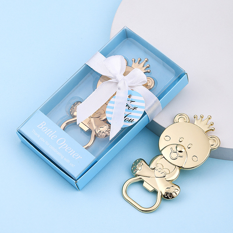 creative zinc alloy beer bottle opener wedding favors promotion small gift baby full moon crown bear bottle opener