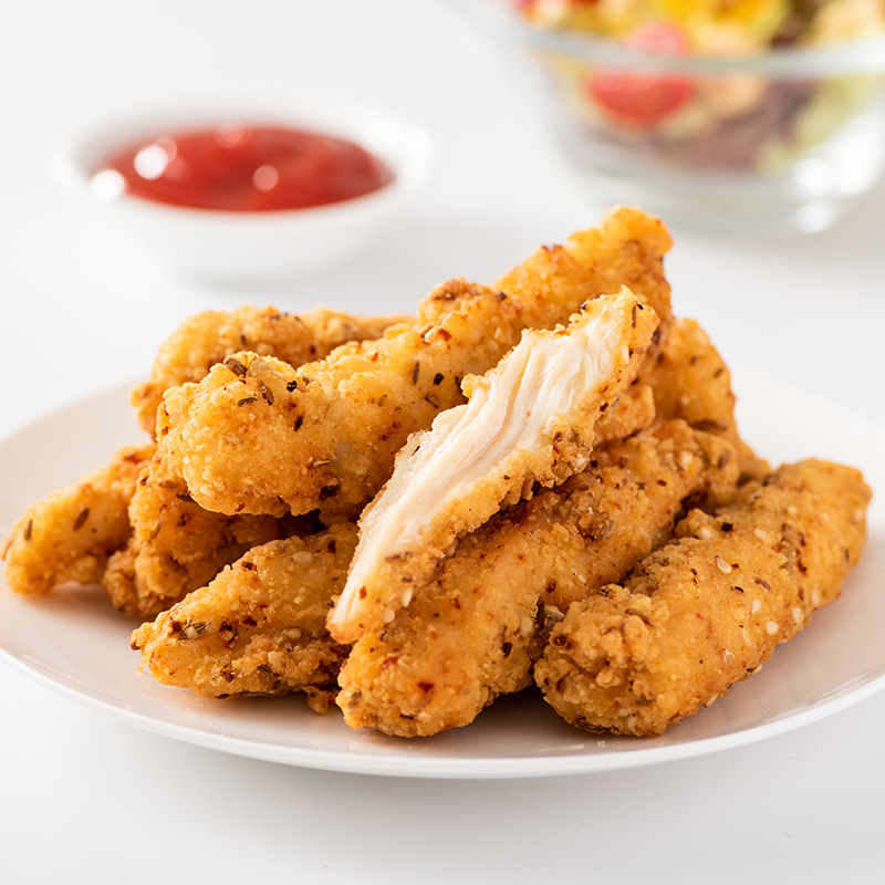 新疆鸡柳孜然味无骨鸡柳条鸡柳油炸食材25kg一袋