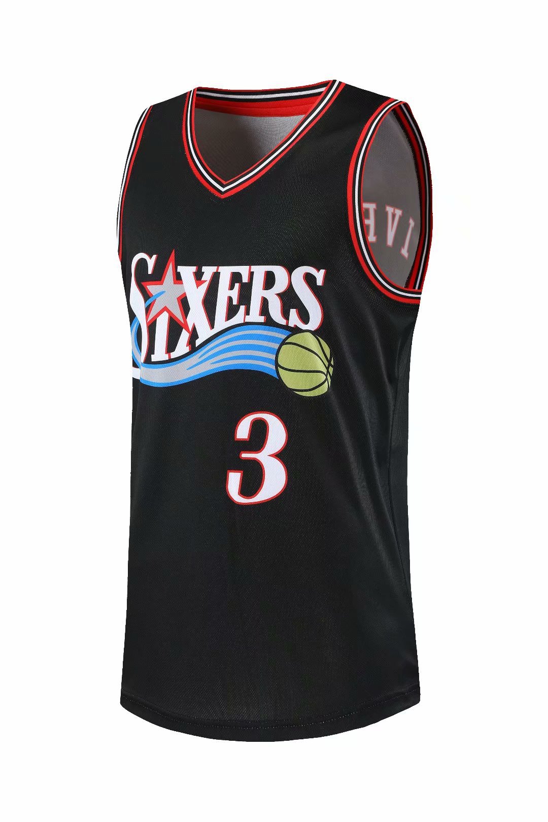 阿伦艾弗森球衣费城76人3号复古篮球服套装全身印数码印篮球背心