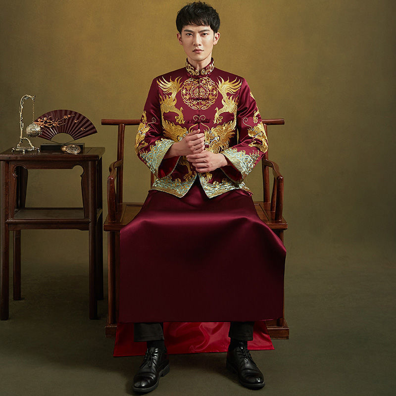 秀禾服男新郎结婚礼服中式新娘结婚2020新款男士唐装男装敬酒服