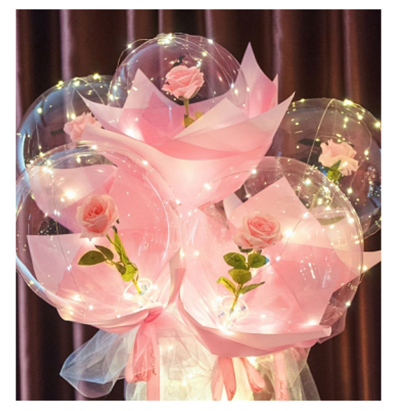 网红玫瑰花波波球七夕情人节520告白气球地摊夜市发光卡通波波球