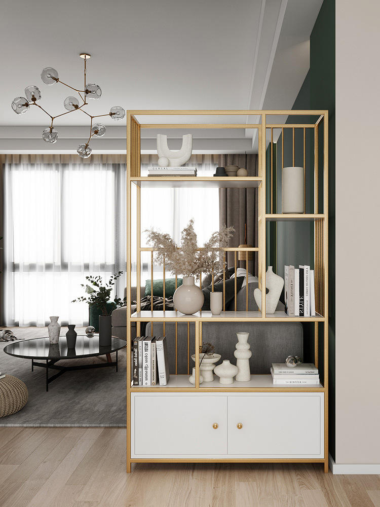 轻奢入户金属玄关柜客厅隔断柜置物架隔断柜装饰柜进门间厅柜遮挡