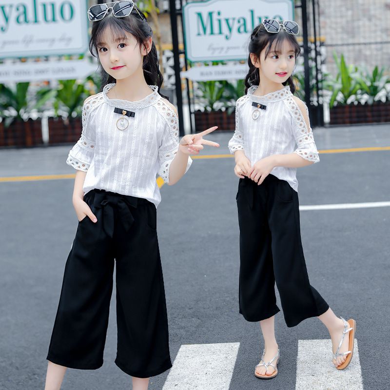 中大童装女童夏装套装2021新款6洋气8网红12短袖10儿童女孩15岁潮