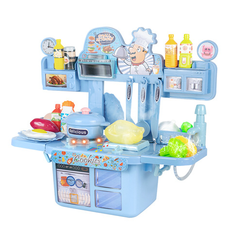 Children's Kitchen Play House Simulation Toy Kitchenware Spray Water Dining Table Cooking Boys and Girls Toys Suit Wholesale