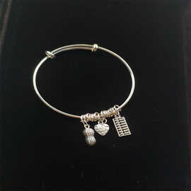 新款串珠算盘手镯女花生爱心镯子批发女友朋友钱串子