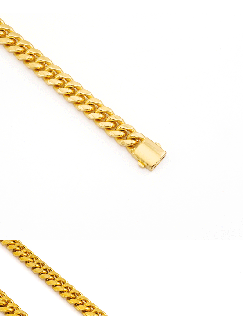 龙虾扣珠宝扣多款扣头古巴链 镀金色不锈钢男士项链街头休闲饰品