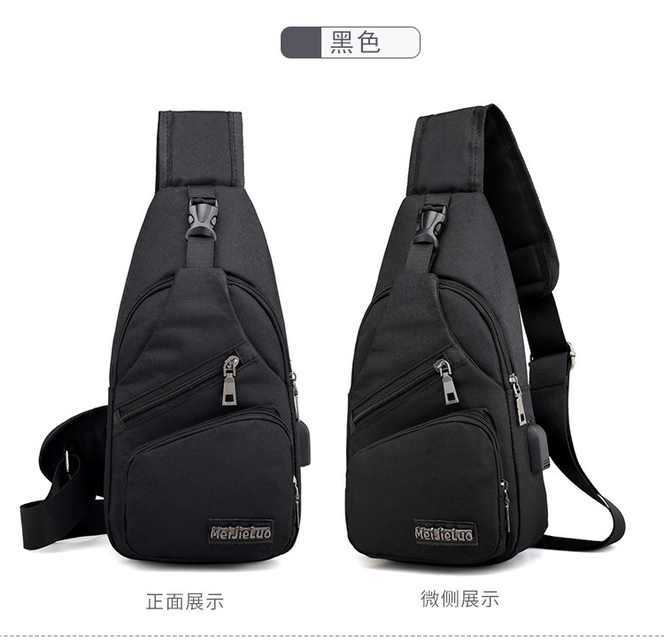 Foreign Trade Crossbody Men's Bag Ins New Multi-Functional Shoulder Bag USB Charging Leisure Sports Large Capacity Chest Bag Men's