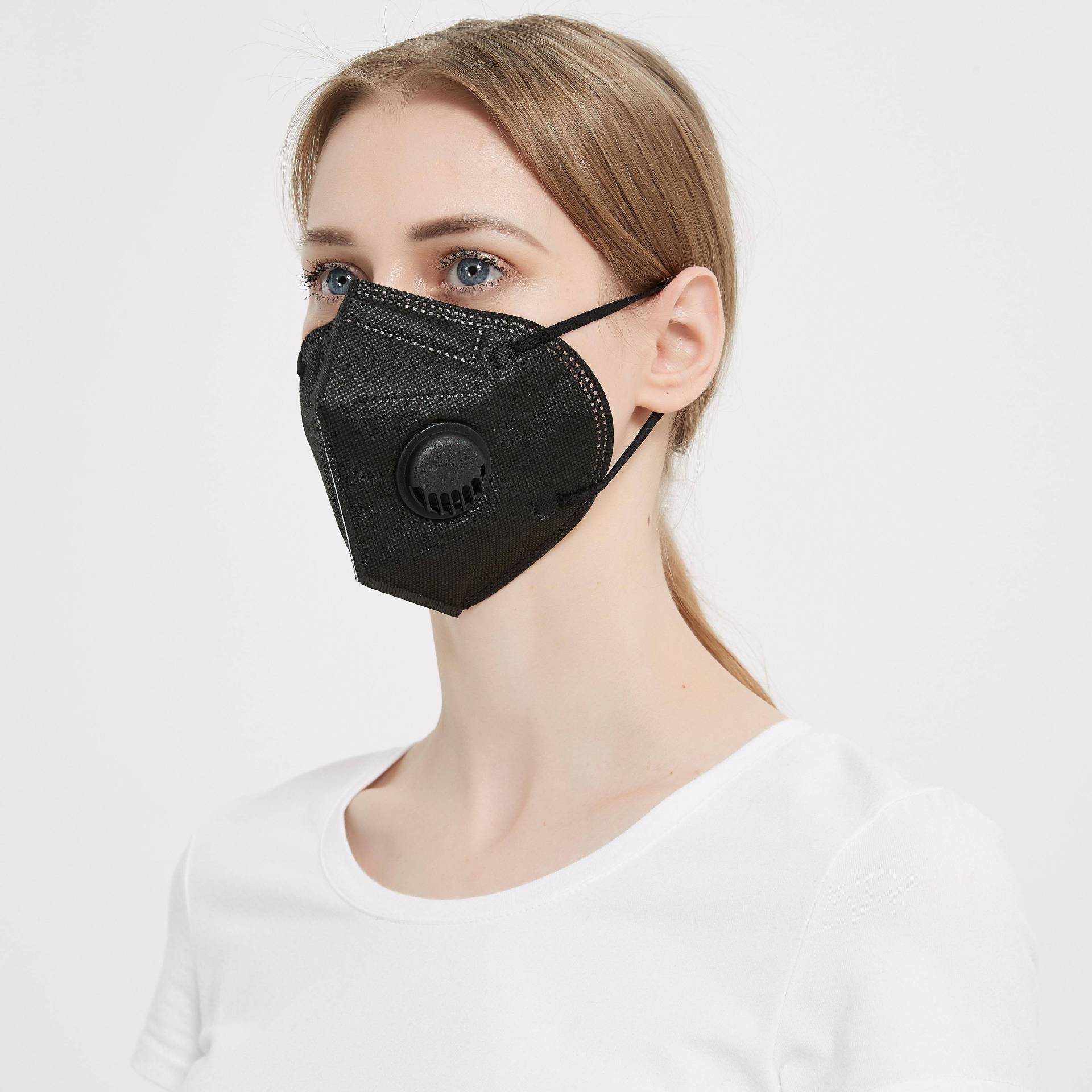 工厂现货kn95黑色带阀黑色呼吸阀kn95工业防尘口罩黑色带阀口罩