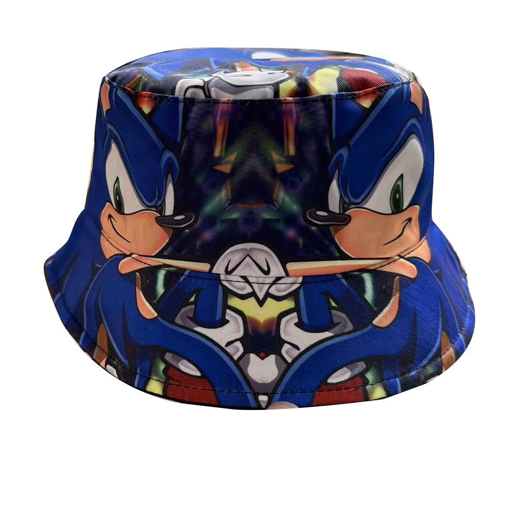 Cross-Border Anime Peripheral Printing Bucket Hat One Piece Naruto Cartoon Mario Sunshade Hat Sonic Bucket Hat