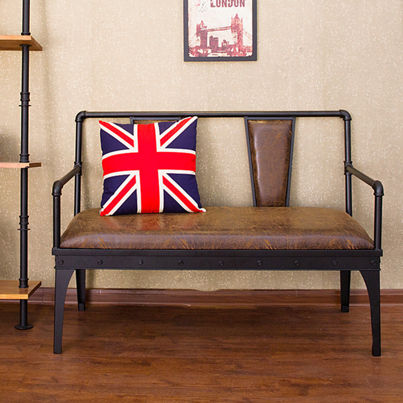 铁艺沙发工业风美式工作室沙发服装店咖啡厅休闲餐厅沙发椅