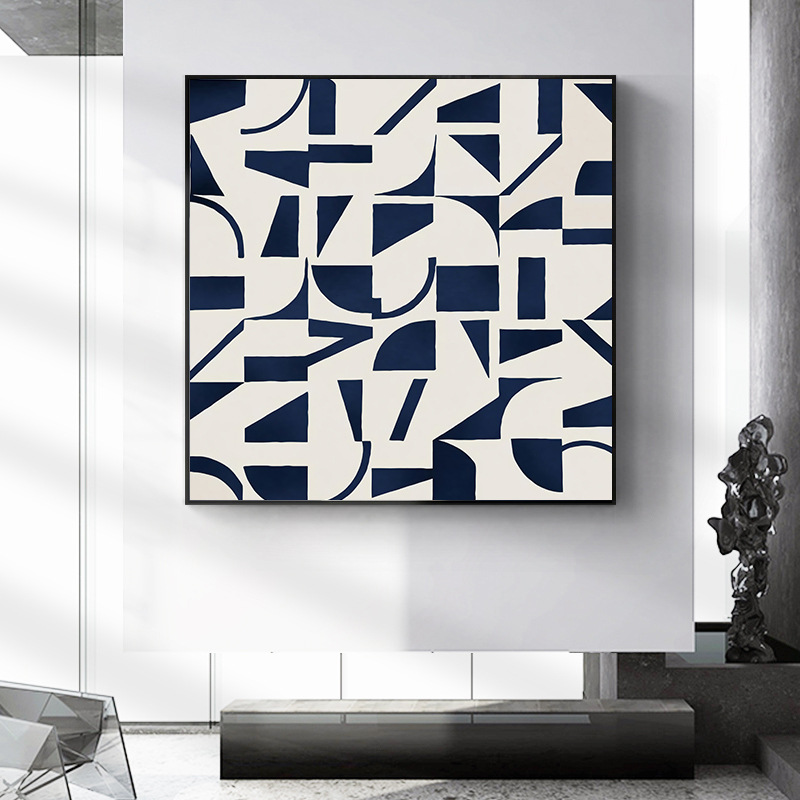 北欧几何抽象装饰画现代简约巨大幅壁画玄关走廊书房卧室文艺挂画