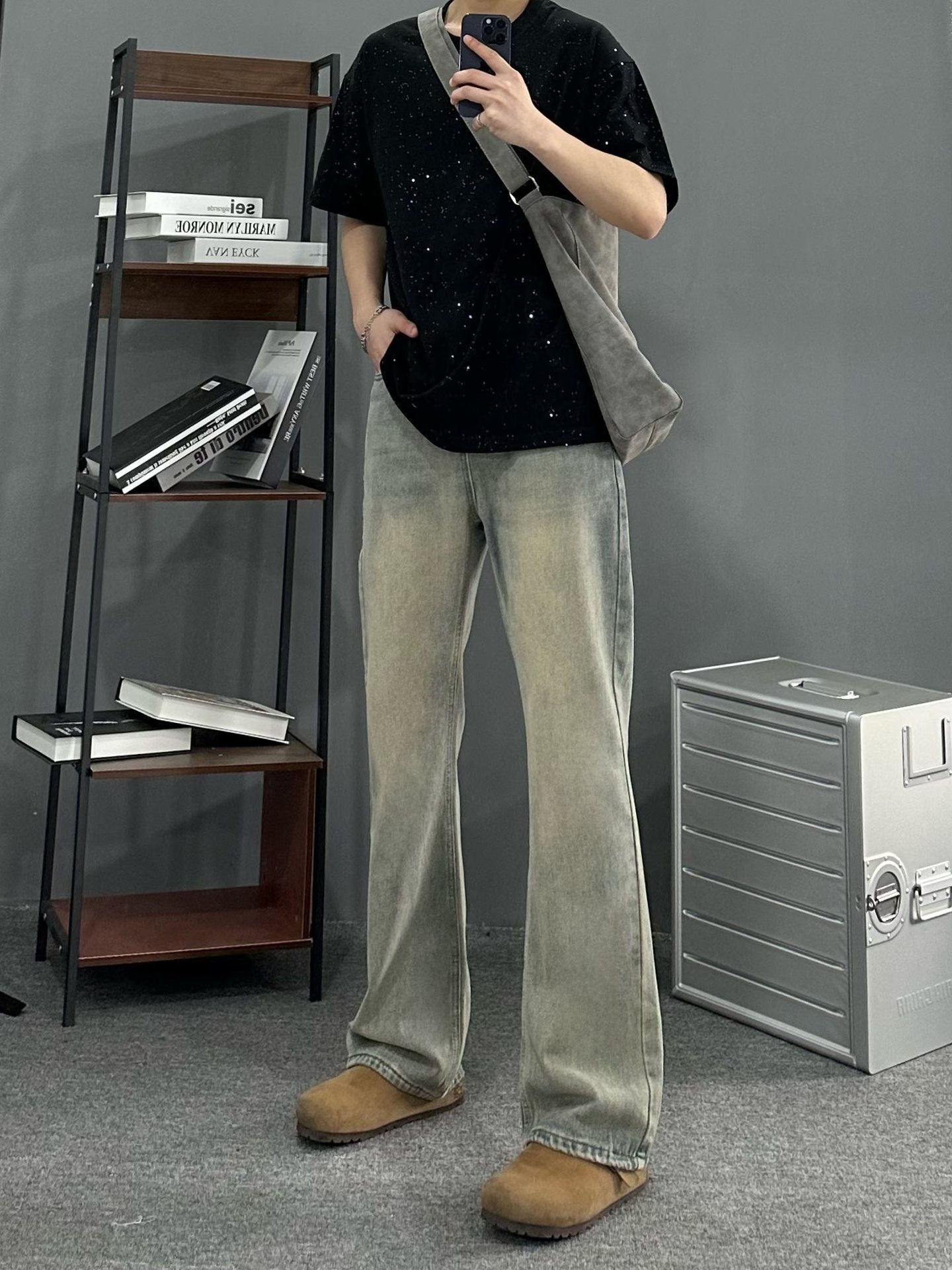 棕色格子衬衫夏季外套男款薄款衬衣男春秋痞帅男装一套搭配牛仔裤