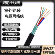 过fluck网络监控阻燃综合线电源网络线室外铠装阻燃万兆复合网线