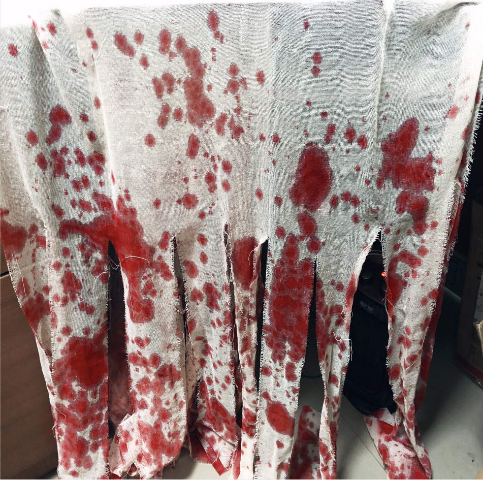 热销跨境西方鬼节万圣节绷带染血手腕红纱布横幅恐怖装扮布置道具