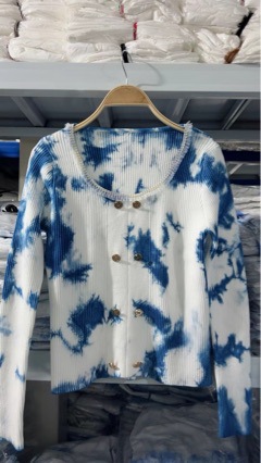 云南大理手工扎染小毛衣植物蓝染上衣打底衫卫衣草木灰植物染小衫