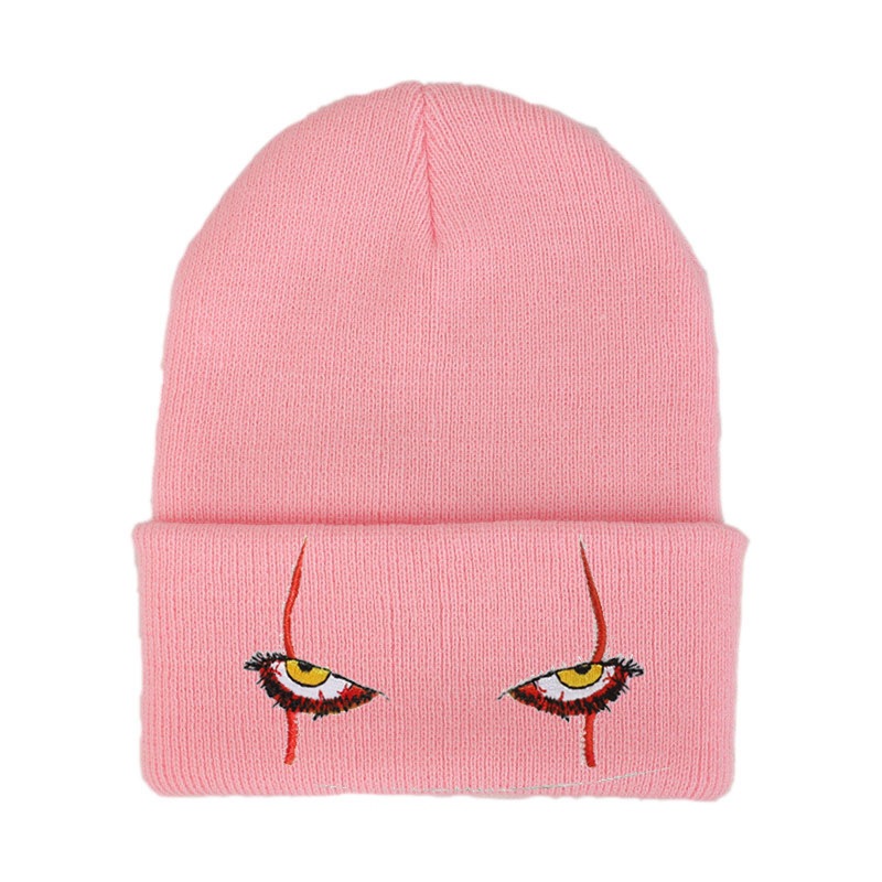 Pennywise Scary Eyes Horror Clown Eyes Knitted Hat Thermal Head Cover Hip Hop Hat Woolen Cap