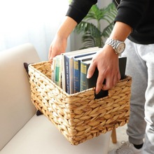 藤编绳编布艺墙挂 收纳篮杂物蓝收纳筐 盛手纸手机小物件双层挂篮