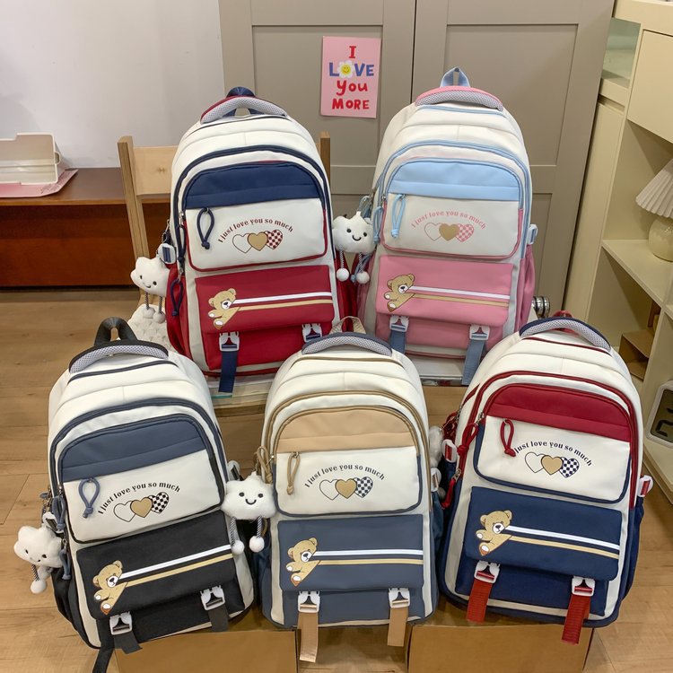 2025 new girls color matching schoolbag girls junior high school backpack