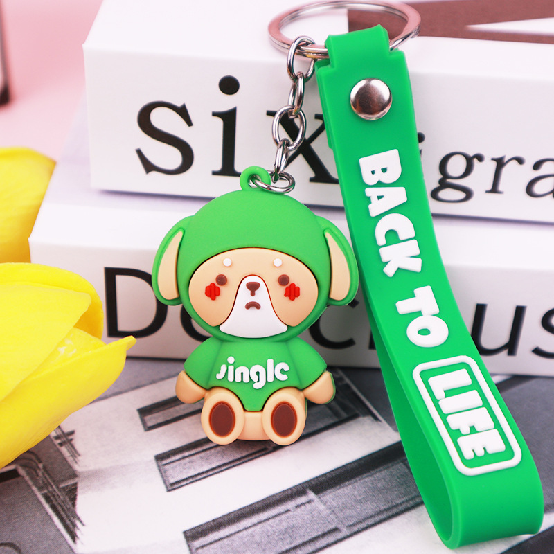 Creative Personality Big Ear Dog Keychain Cute Smiley Face Schoolbag Pendant Bag Ornaments Cartoon Little Doll Key Chain