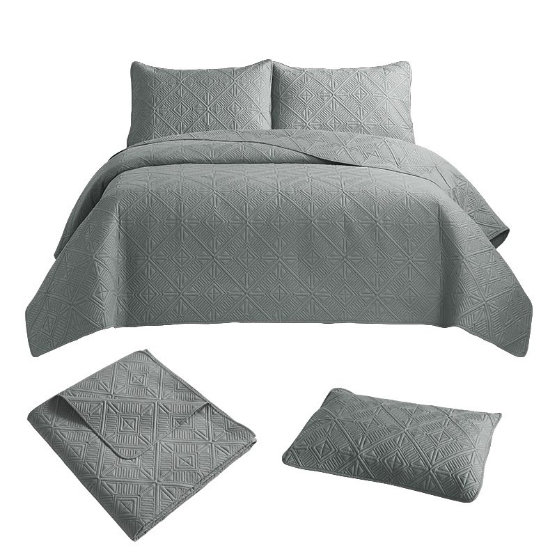 Cross-Border Bedding Solid Color Quilt Quiltedtextiles Bedspread Bedspread Bed Sheet Three-Piece Ultrasonic Summer Air Conditioning Duvet