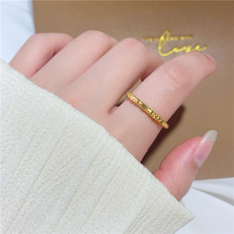 simple extremely fine couple 520 1314 ring bracelet ancient law inheritance simple bracelet alluvial gold ring no color fading wholesale