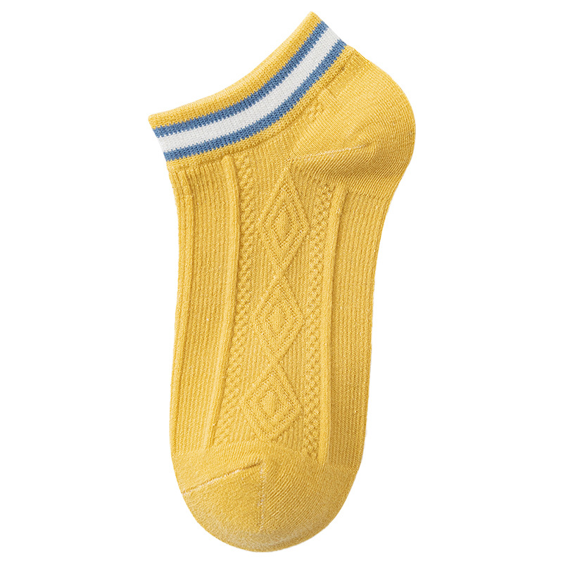 夏季新品隐形袜罗口条纹女袜拼色低帮浅口短袜糖果色船袜情侣袜