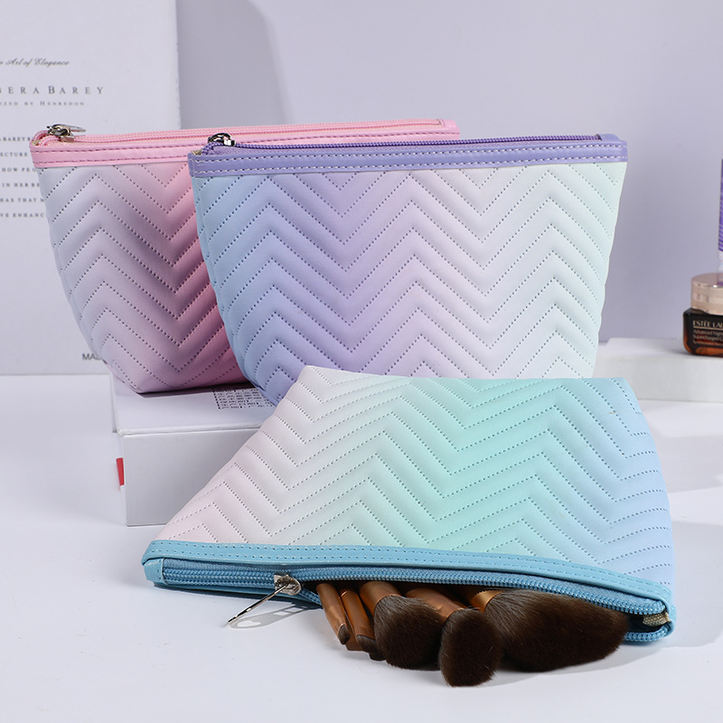 New Large Capacity Gradient Storage Cosmetic Bag Wholesale Color Hexagonal Storage Bag Travel Portable Zipper Bag