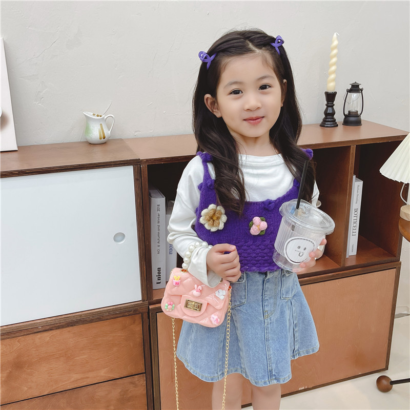 Children's Bag 2024 New Cute Girls' Shoulder Messenger Bag Internet Celebrity All-Match Princess Style Pearl Coin Purse Fashion