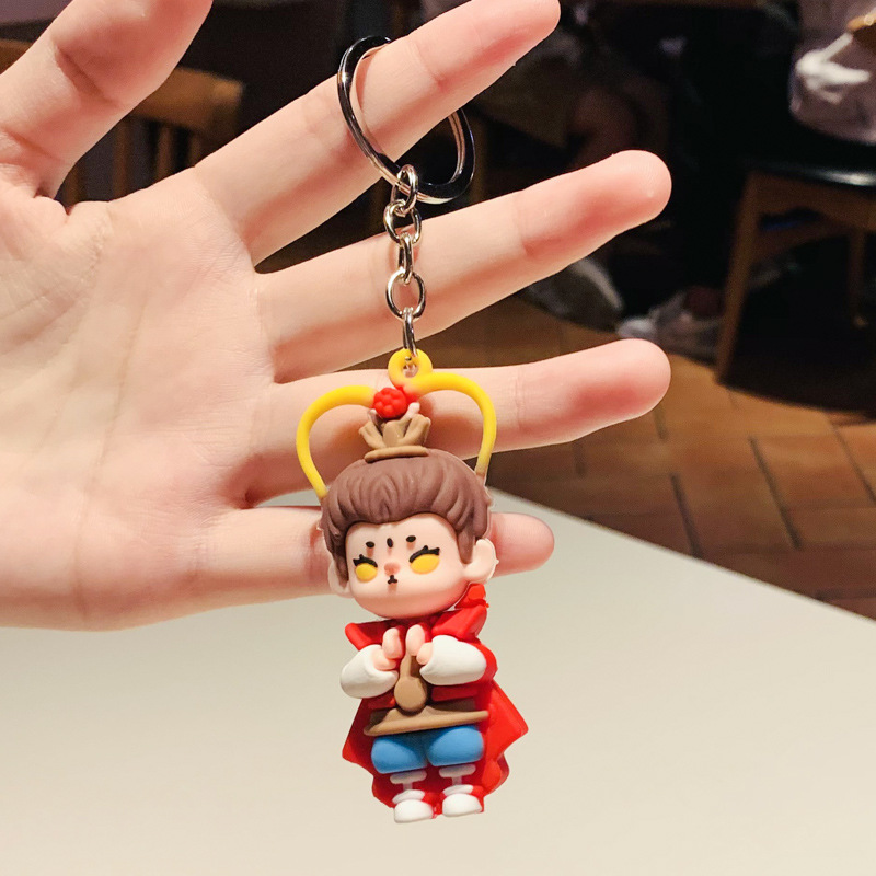 Cartoon Journey to the West Character Keychain Sun Wukong Pig Eight Ring Doll Car Key Chain Bag Pendant Accessories