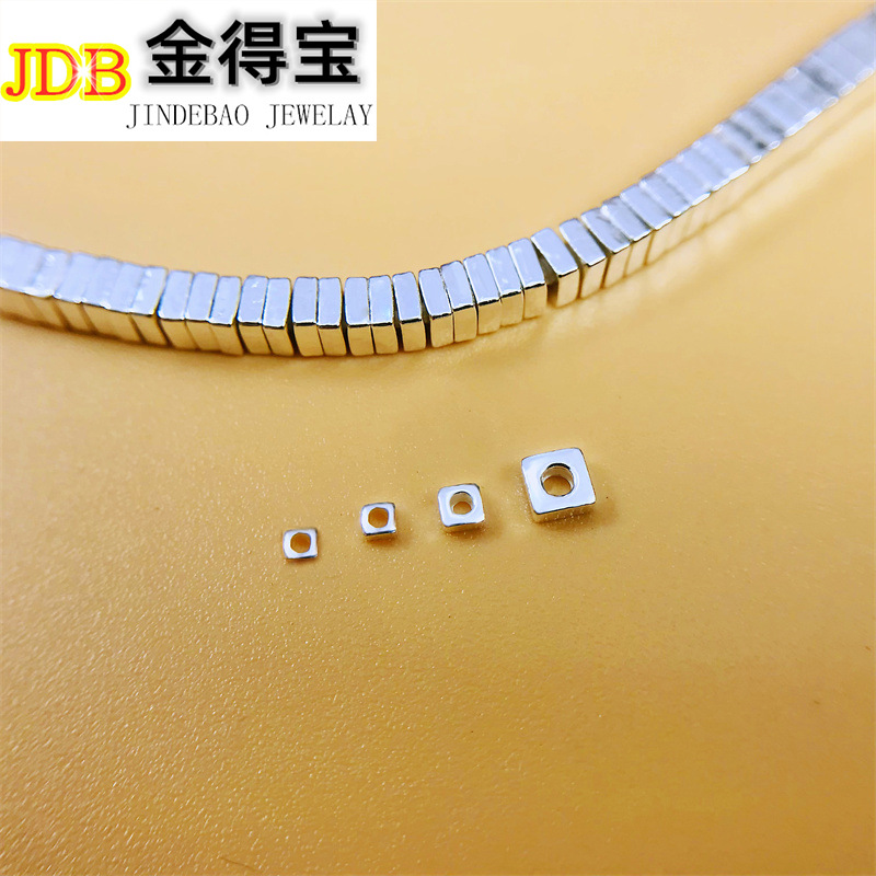 925 Sterling Silver Mini Small Pieces of Silver Bracelet Spacer Scattered Beads Small Square DIY String Pearl Necklace Materials Accessories Ornament