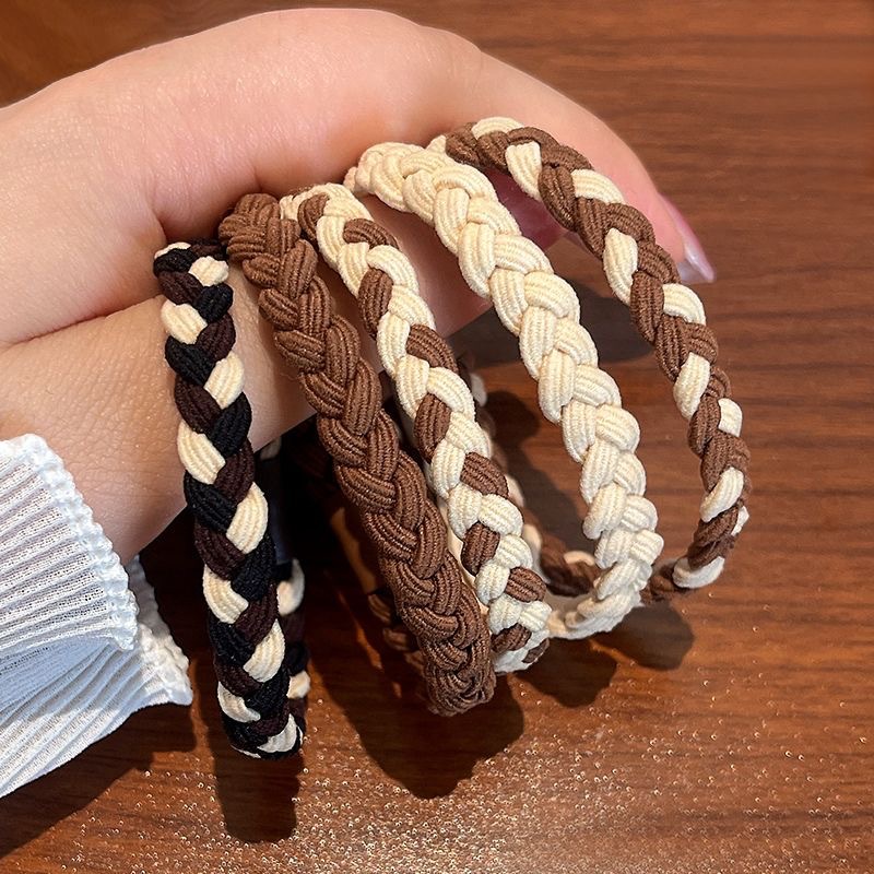 new rubber band milk tea head rope internet celebrity woven twisted hairware simple hair ring hair band female korean style