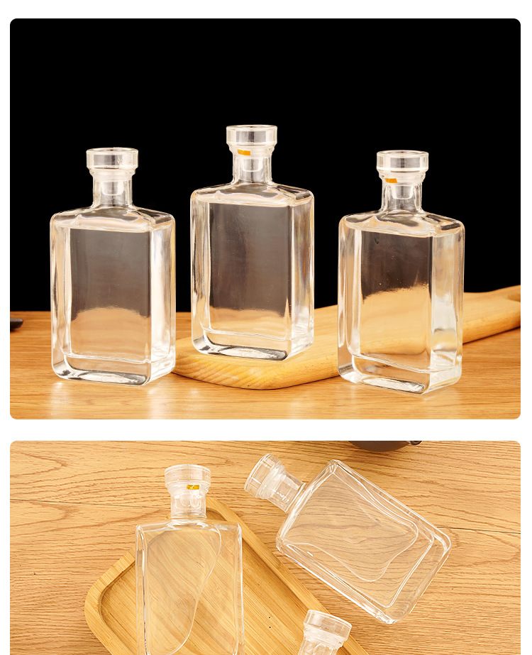 厂家批零精白料200ml观云白酒瓶透明空酒瓶子果酒瓶可定制logo