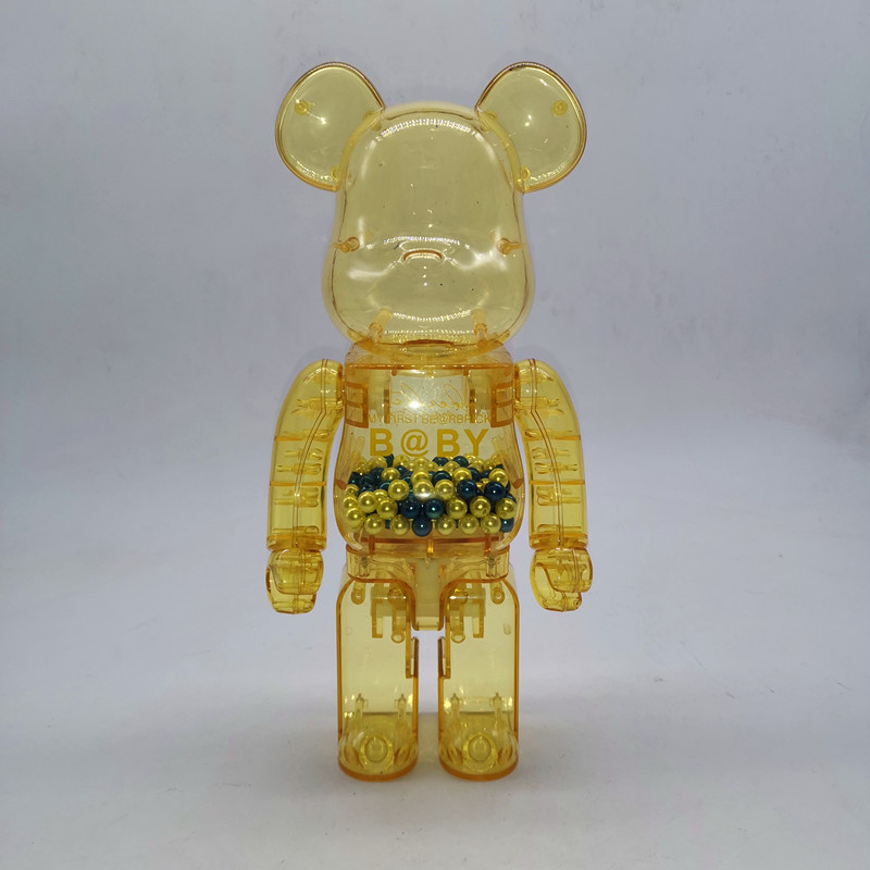 黄色透明千秋暴力熊bearbrick x-girl 限定款积木熊炫彩透明400%