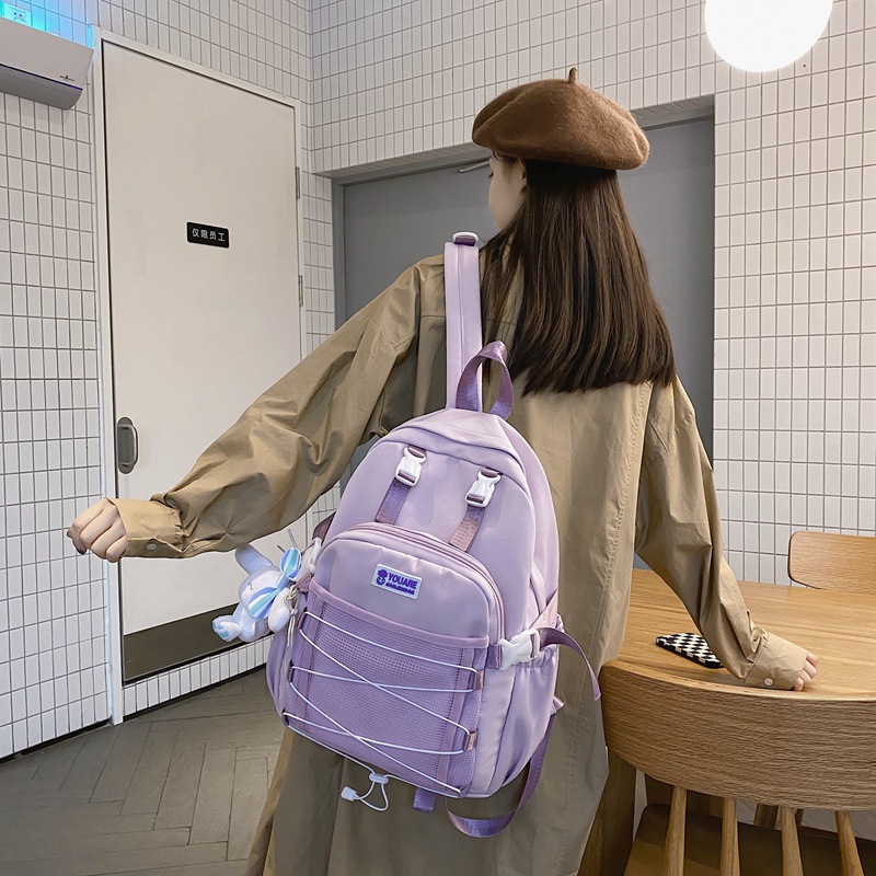 Spring 2022 New Korean Style Large Capacity Junior High School Campus Student Schoolbag Simple All-Matching Travel Backpack Women