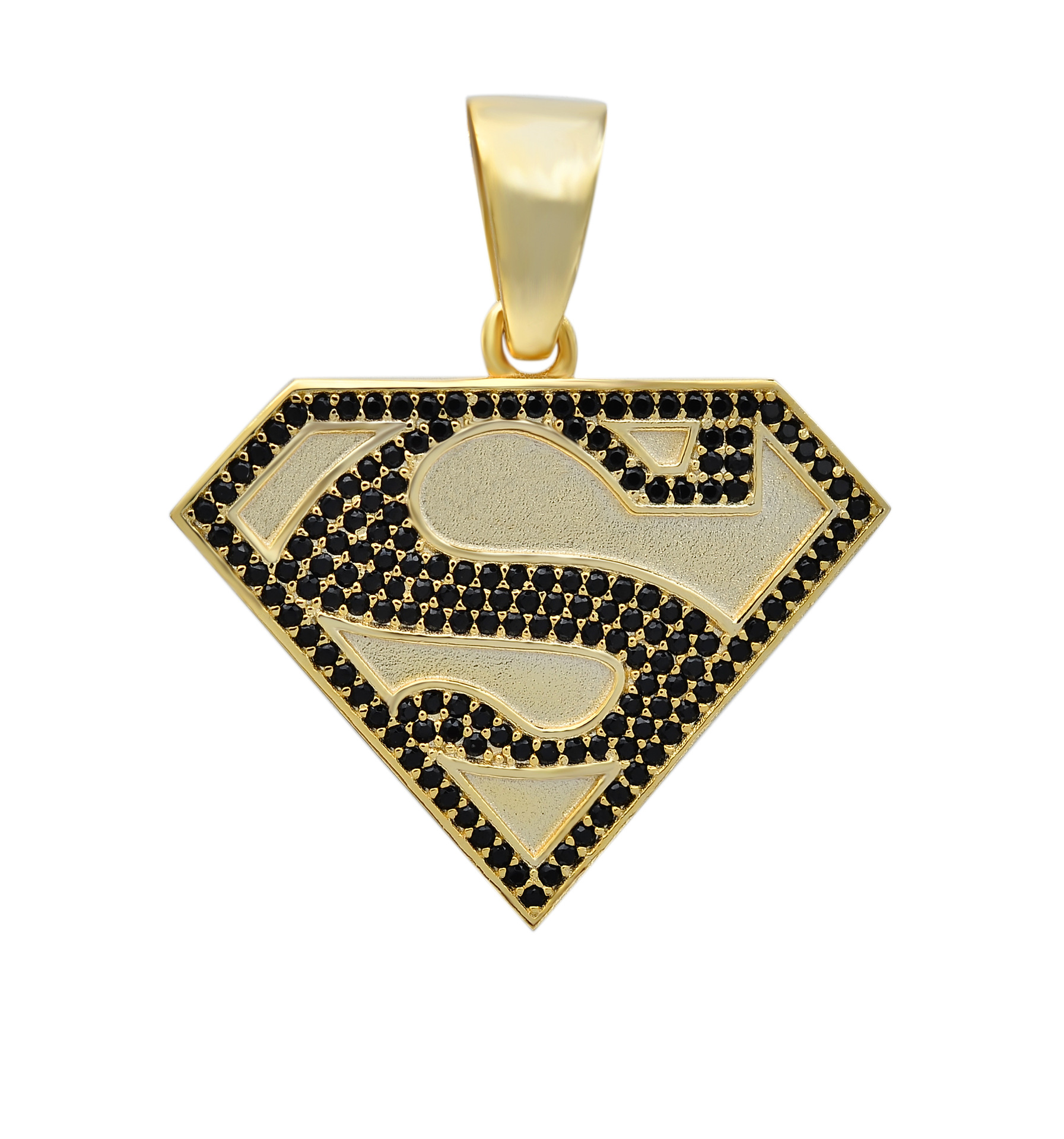 爆款复仇者联盟超人标志男士925银镶锆嘻哈吊坠欧美批发时尚定制