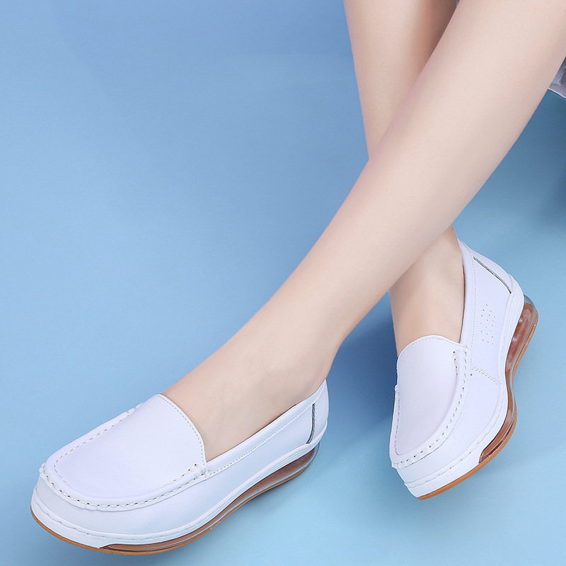 全气垫橡胶底片护士鞋白色女鞋舒适坡跟医院小白鞋-阿里巴巴
