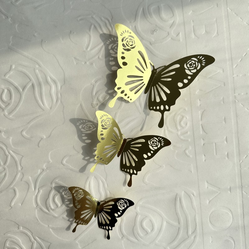 Paper Gold Double-Sided Butterfly Cake Decoration Birthday Cake Decoration Cake Plug-in Cake Ornaments Topper for Baking