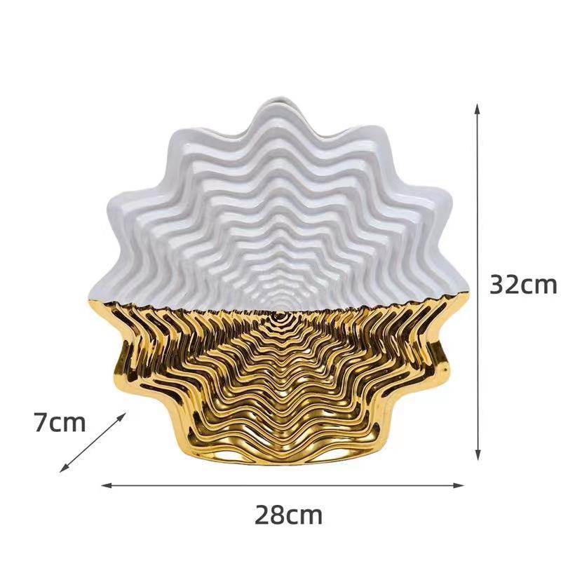 Factory Direct European-Style Electroplated Gold Ceramic Vase Model Room Hotel Living Room Light Luxury Crafts Ornaments