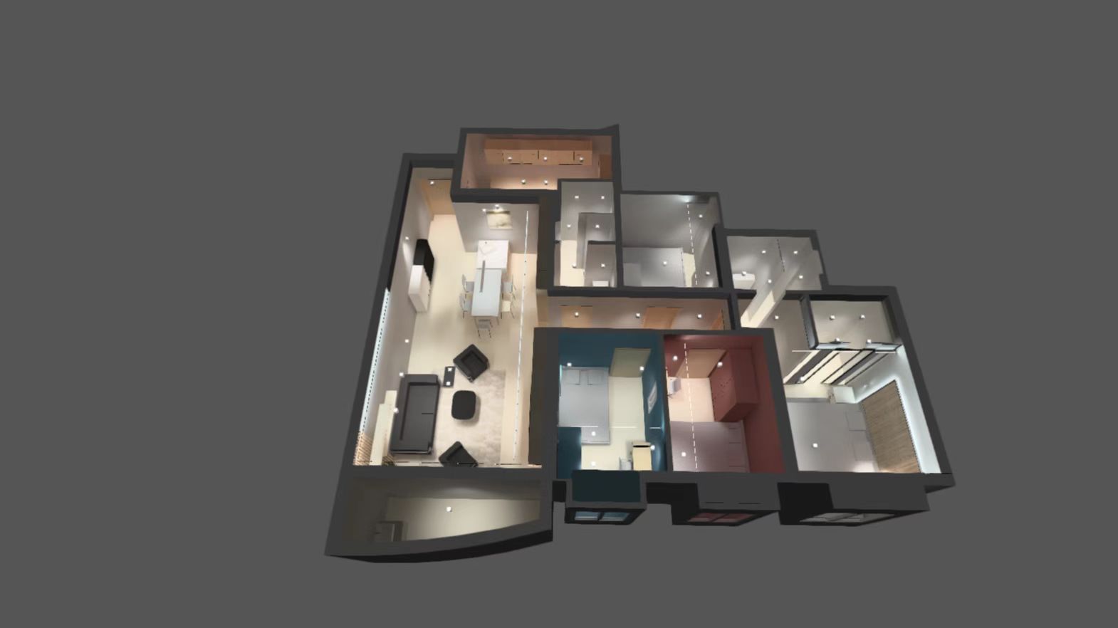 万烁全屋无主灯设计方案室内灯位配灯3d灯光效果图客厅吊顶布灯