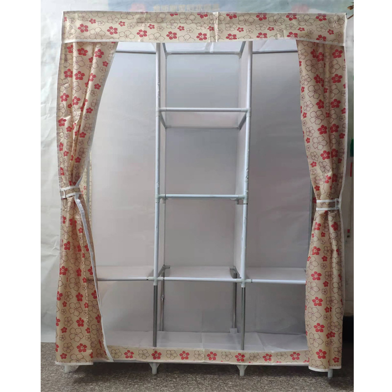 Wardrobe Simple Assembly Household Bedroom Strong and Durable Cloth Wardrobe Rental Room Full Steel Frame Thick Thickened Wardrobe